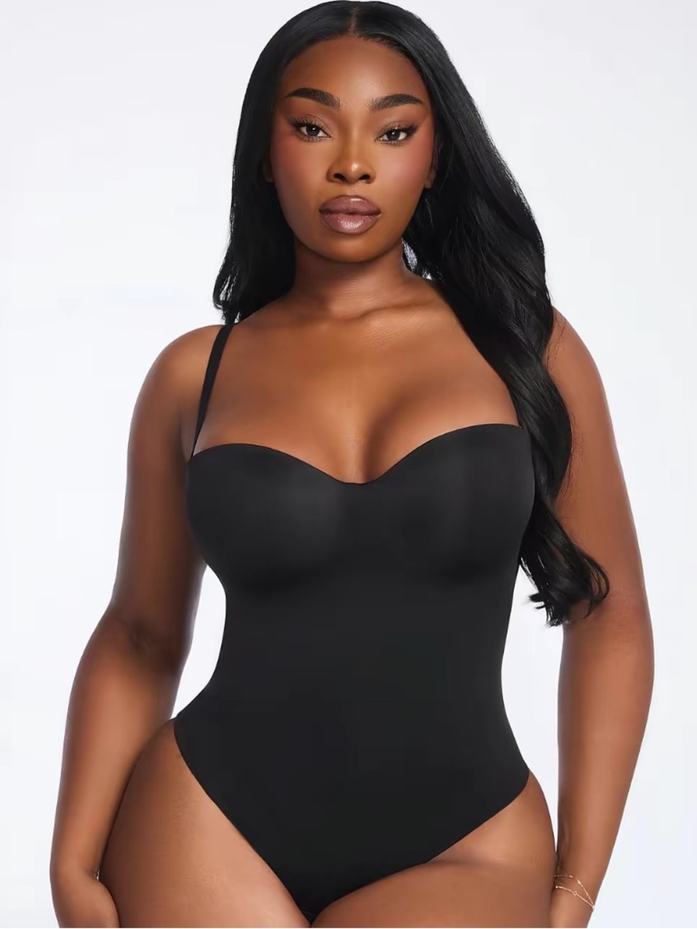 Seamless Black Strapless Shaping Bodysuit - Women